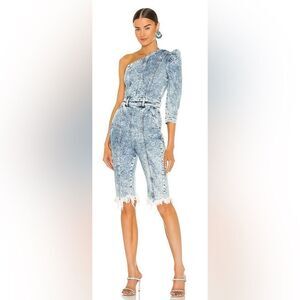 Retrofête One-Shoulder Denim romper, L